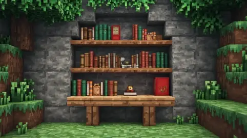 jak zrobić półkę z książkami w minecraft